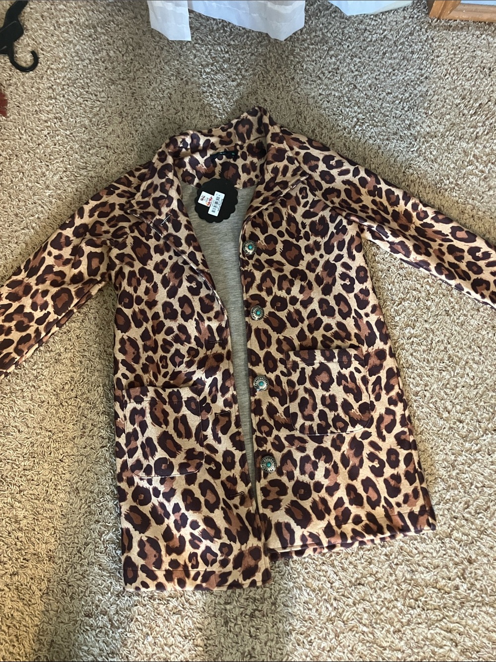 Leopard Print Trench Coat - Brown/Cream